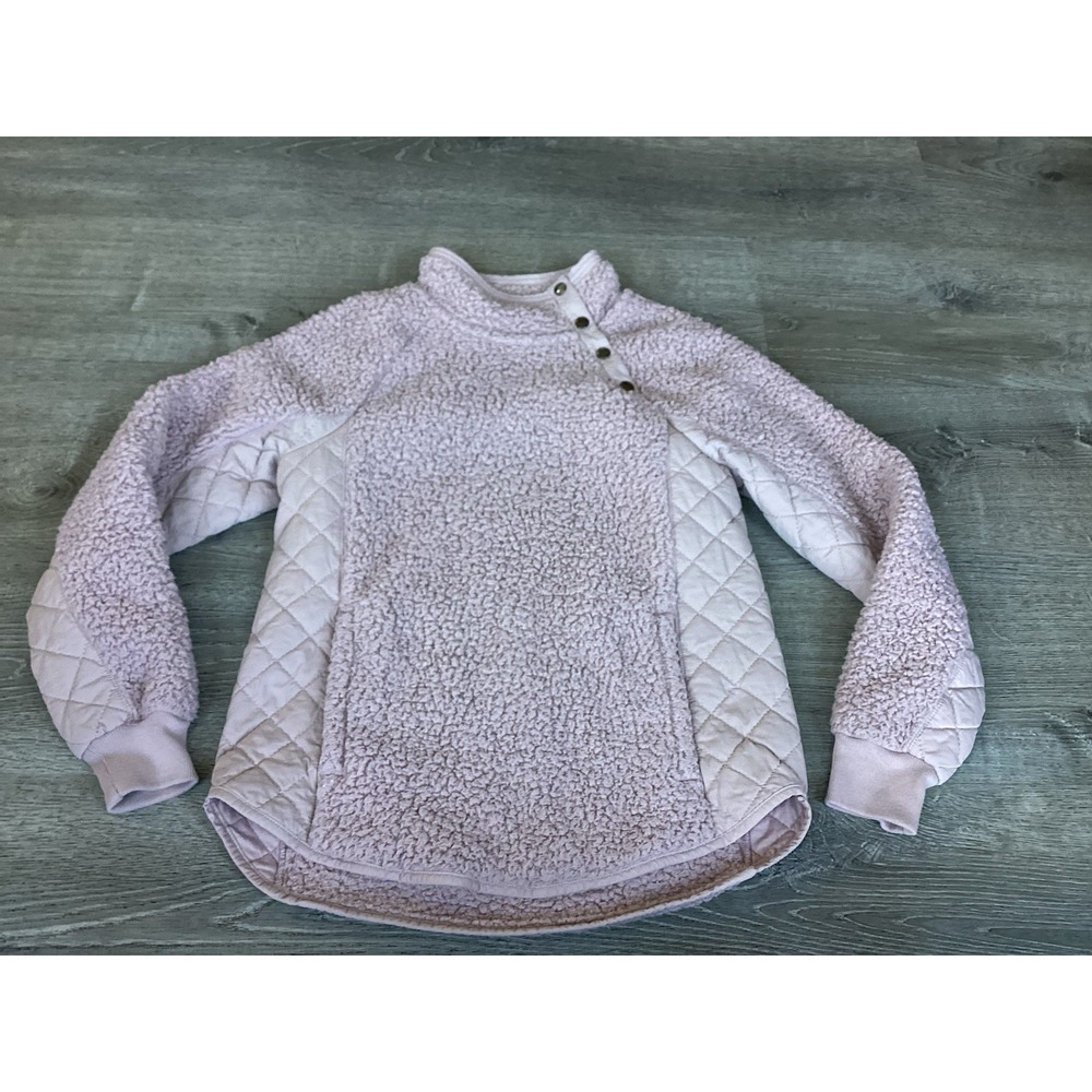 Abercrombie & Fitch Womens S Small Quilted Sherpa Pullover Fleece Sweatshirt